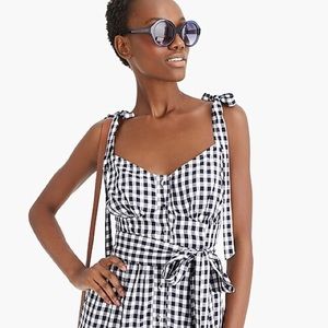 Gingham Button Front Midi Dress / Jcrew